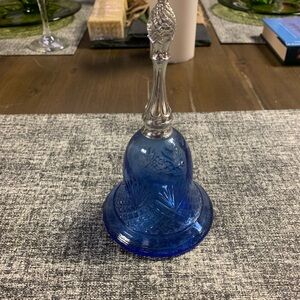 Elegant Avon Cobalt Blue Glass Bell with Silver Handle